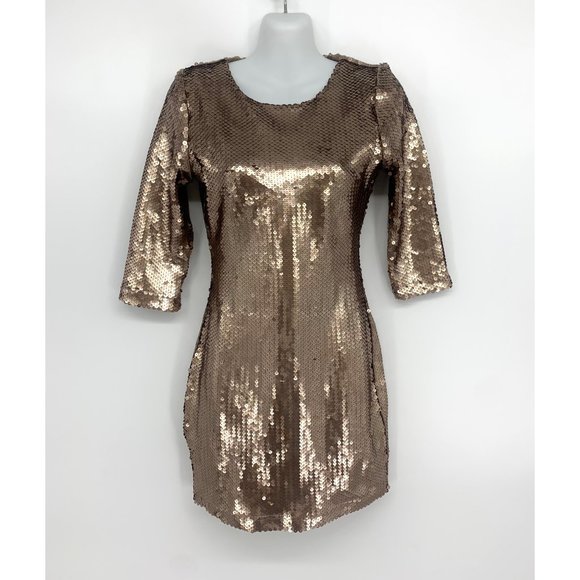BB Dakota Champagne Sequins Mini Dress NEW WITH TAGS size XS - Picture 3 of 7